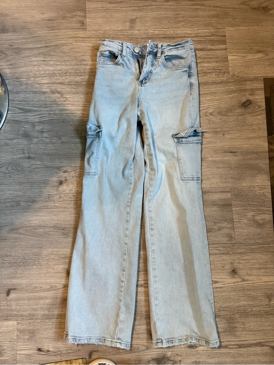 VERVET BY FLYING MONKEY Denim - VERVET BY FLYING MONKEY Light Blue Cargo Flare Jeans